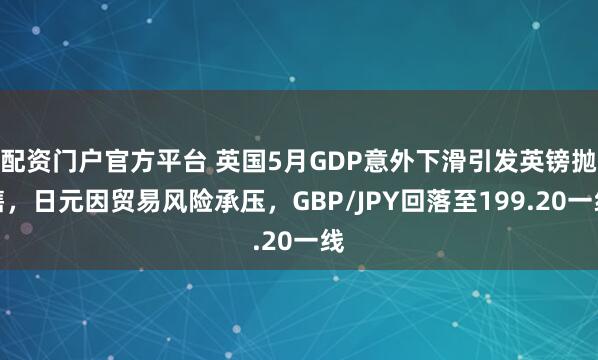 配资门户官方平台 英国5月GDP意外下滑引发英镑抛售，日元因贸易风险承压，GBP/JPY回落至199.20一线