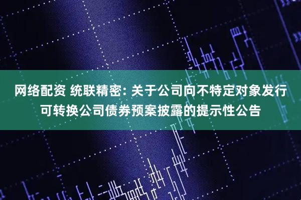 网络配资 统联精密: 关于公司向不特定对象发行可转换公司债券预案披露的提示性公告